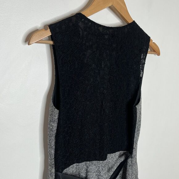 Diane von Furstenberg Gilet Dress Lace Black Tweed Women’s 4 Sleeveless - Picture 9 of 11